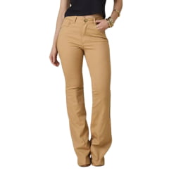 Calça Feminina Moon Horse Jeans Caramelo Claro Flare Mocha Detalhe De Tachinha Dourada Ref:0103136