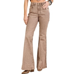 Calça Feminina Moon Horse Zoe Jeans Marrom Bootcut Marrom Claro Bordado Ref: 01.03.155