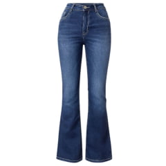Calça Feminina Os Moiadeiros Jeans Azul Dark Blue Com Linha Branco Flare Ref:MORS01