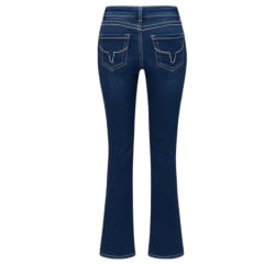 Calça Feminina Os Moiadeiros Jeans Azul Dark Blue Com Linha Branco Flare Ref:MORS01