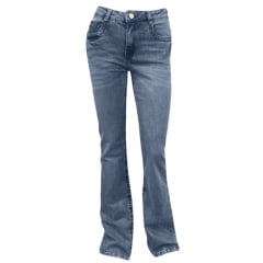 Calça Feminina Os Moiadeiros Jeans Blue Azul Médio Com Linha Marrom Flare Ref:MORS02