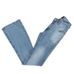 Calça Feminina Os Moiadeiros Jeans Delavê Light Blue Com Linha Verde Flare Ref:MORS03