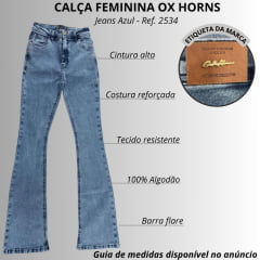 Calça Feminina Ox Horns Jeans Azul Médio Bootcut Básica Ref:2534