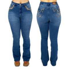 Calça Feminina Ox Horns Jeans Flare Com Bordado - Ref. 2513