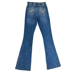 Calça Feminina PRB Country Jeans Azul Médio Com Bordados E Brilho Dourado Ref: 2094