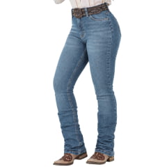 Calça Feminina Radade Bord Gold Azul Bordado Bolso De Trás