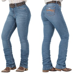 Calça Feminina Radade Bord Gold Azul Bordado Bolso De Trás Calça Feminina Radade Bord Gold Azul Bordado Bolso De Trás