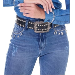 Calça Feminina Radade Lycra Trinket Azul Com Pingentes