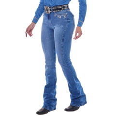 Calça Feminina Radade Lycra Trinket Azul Com Pingentes