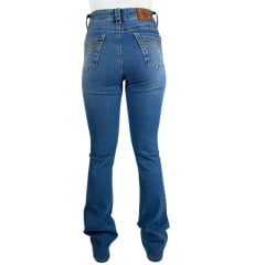 Calça Feminina República Caipira Jeans Azul Delavê Flare Bordada Com Strass Ref: 2034