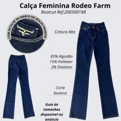 Calça Feminina Rodeo Farm Jeans Azul Amaciado Lycra Bootcut Ref 200500198
