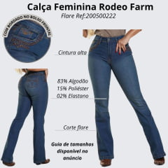 Calça Feminina Rodeo Farm Jeans Azul Médio Destroyed Premium Flare Ref 200500222