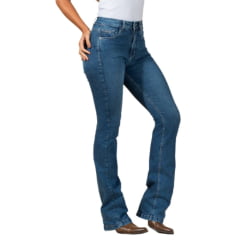 Calça Feminina Stabulos Bootcut Jeans Médio Bolso Bordado Ref:STB 577