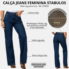 Calça Feminina Stabulos Jeans Azul Amaciada Wide Leg Ref: STB605