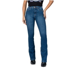 Calça Feminina Stabulos Jeans Azul Básica Bootcut Com Bordado Cavalinho No Bolso Ref:STb528