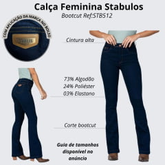 Calça Feminina Stabulos Jeans Azul Escuro Bootcut Básica Ref:STB512