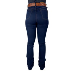 Calça Feminina Stabulos Jeans Azul Escuro Bootcut Estampa de Cavalo Com Brilho de Strass - Ref.STB260