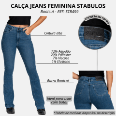 Calça Feminina Stabulos Jeans Azul Stonado Bootcut Básica REF: STB499