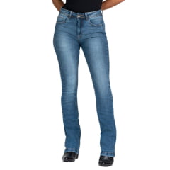 Calça Feminina Stabulos Jeans Azul Stonado Bootcut Com Bolsos Traseiros Bordado REF: STB498