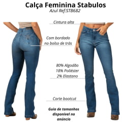 Calça Feminina Stabulos Jeans Bootcut Com Bordado No Bolso Ref:STB682