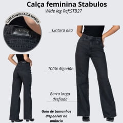 Calça Feminina Stabulos Jeans Preta Básica Reta Ref:STB27