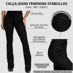 Calça Feminina Stabulos Jeans Preto Básica Bootcut Ref: STB501