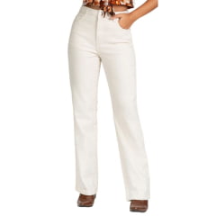 Calça Feminina Stabulos Jeans Wide Leg Reta Creme Ref:STB491