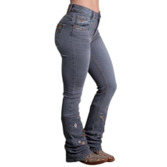 Calça Feminina Texas Farm Free Soul Jeans Bootcut Bordado Nos Bolsos E Pernas Ref:PDF056