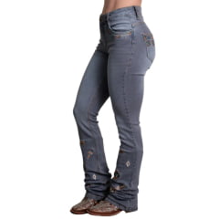 Calça Feminina Texas Farm Free Soul Jeans Bootcut Bordado Nos Bolsos E Pernas Ref:PDF056