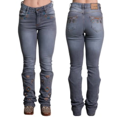 Calça Feminina Texas Farm Free Soul Jeans Bootcut Bordado Nos Bolsos E Pernas Ref:PDF056 Calça Feminina Texas Farm Free Soul Jeans Bootcut Bordado Nos Bolsos E Pernas Ref:PDF056