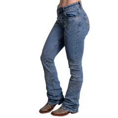 Calça Feminina Texas Farm Jeans Away Com Brilho Na Parte Da Frente E Nos Bolsos De Trás Ref:PDF057