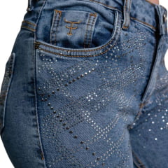 Calça Feminina Texas Farm Jeans Away Com Brilho Na Parte Da Frente E Nos Bolsos De Trás Ref:PDF057