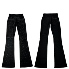 Calça Feminina Texas Farm Jeans Black Diamond Flare Com Brilhos Ref: PDF045