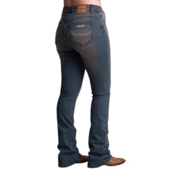 Calça Feminina Texas Farm Jeans Heritage Azul Manchado Bootcut Com Bordado Ref:PDF049