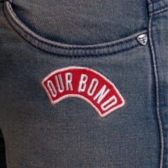 Calça Feminina Texas Farm Jeans Heritage Azul Manchado Bootcut Com Bordado Ref:PDF049