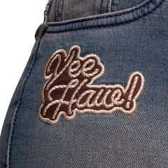 Calça Feminina Texas Farm Jeans Heritage Azul Manchado Bootcut Com Bordado Ref:PDF049