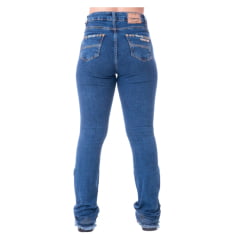 Calça Feminina Texas Farm Jeans Spur Bordado C/ Símbolos Em Crú E Bege Barra Flare Desfiada REF: PDF036