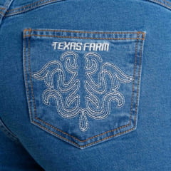 Calça Feminina Texas Farm Jeans Texan Line Azul Bootcut Com Bordado Ref: PDF043