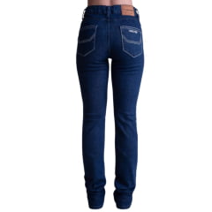 Calça Feminina Texas Farm String Jeans Azul Escuro Com Bordados Em Bege Ref:PDF053