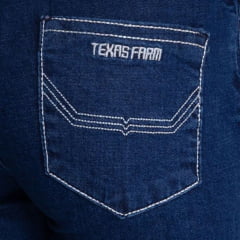 Calça Feminina Texas Farm String Jeans Azul Escuro Com Bordados Em Bege Ref:PDF053