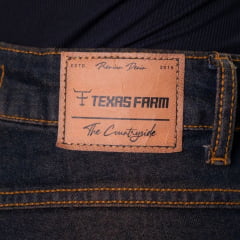 Calça Feminina Texas Farm Tartan Jeans Azul Escuro Bootcut Com Bordado Nos Bolsos Ref:PDF059