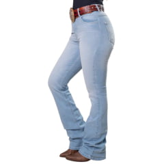 Calça Feminina Texas Farm Western Stich Jeans Claro Bordado Nos Bolsos De Trás Ref: PDF061