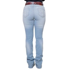 Calça Feminina Texas Farm Western Stich Jeans Claro Bordado Nos Bolsos De Trás Ref: PDF061