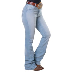 Calça Feminina Texas Farm Western Stich Jeans Claro Bordado Nos Bolsos De Trás Ref: PDF061
