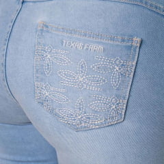 Calça Feminina Texas Farm Western Stich Jeans Claro Bordado Nos Bolsos De Trás Ref: PDF061