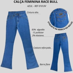 Calça Feminina Tradicional Race Bull Flare Delavê Ref:018DV