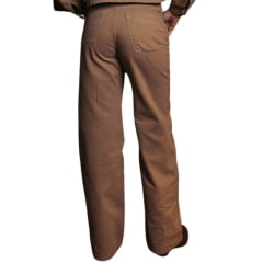 Calça Feminina Turkese Sundance Bege Escuro Reta Bordado Marrom/Vermelho E Branco Ref:CA07601