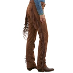 Calça Feminina Turkese Outlaw Brown Barra Reta Franjas Ref:CA07604