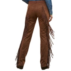 Calça Feminina Turkese Outlaw Brown Barra Reta Franjas Ref:CA07604