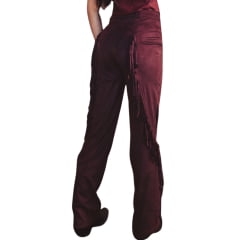 Calça Feminina Turkese Outlaw Tecido Bordô Barra Reta Com Franjas Na Lateral Ref:CA06602